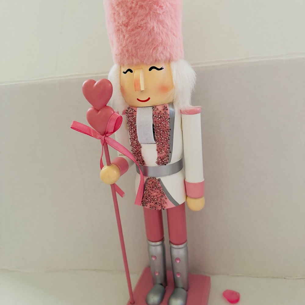 Valentine’s Day Pink and white Nutcracker Figurine